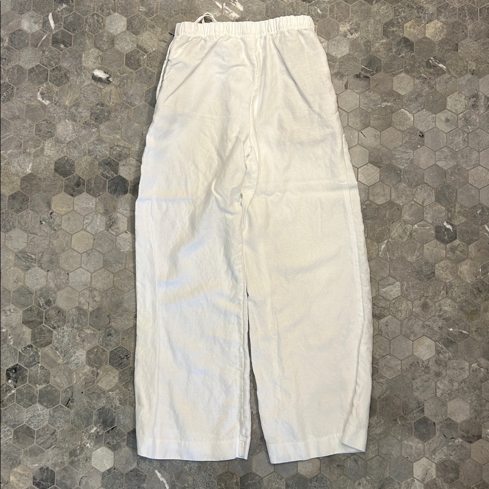 Aritzia White Wide Leg Drawstring Pants - Picture 3 of 7